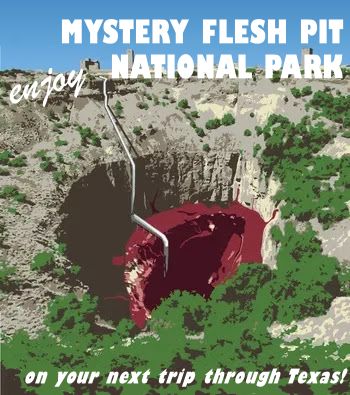 A mock ad for the ARG 'Mystery Flesh Pit National Park
